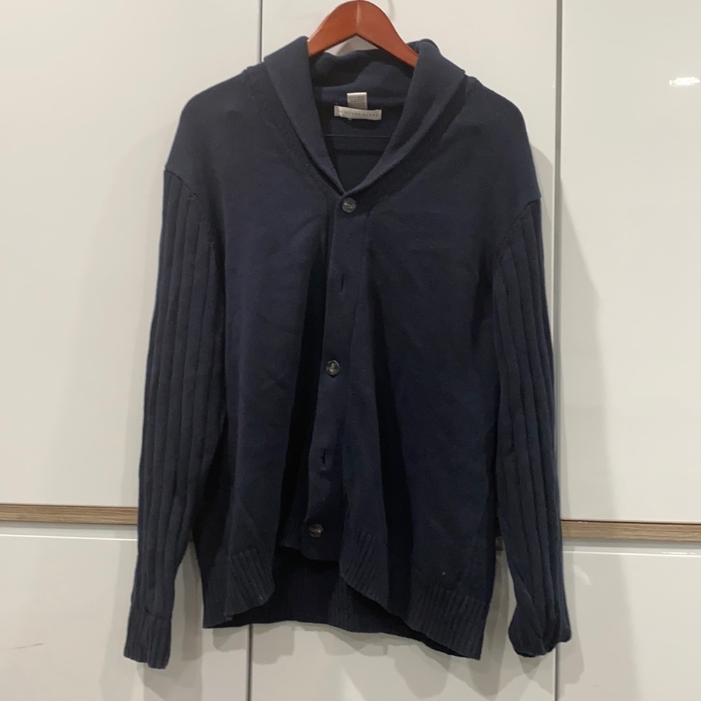 Men’s blue button down cardigan